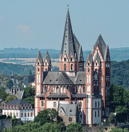 <p>Blick auf den Limburger Dom, links vorn die Bischofsresidenz.</p>