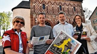 <p>Haben den Termin für den 21. Lorscher Olympialauf festgezurrt: Jutta Meusel (von links), Frank Hennig, Erhard Schäfer und Claudia Specht.</p>