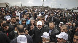 Palästinensische Protestanten gestern bei ihrem Marsch.