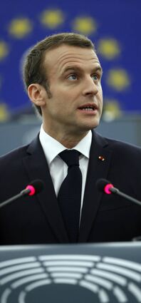 Staatspräsident Emmanuel Macron bei seiner gestrigen Rede im Europäischen Parlament in Straßburg.