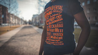 Die Größe der Schriftart repräsentiert die die Größe der Mannheimer Stadtteile.