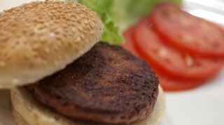 Ein Burger aus Kunstfleisch (oben), das aus tierischen Muskelzellen im Labor gewachsen ist. Verkauft wird es noch nicht, doch die Vielfalt ist auch heute schon immens. So gibt es immer exotischere Produkte wie Pulver aus der Aronia-Beere (re.o.) oder Pasta aus Insekten (Mi.), hergestellt von einem Pforzheimer Unternehmen. 3D-Drucker verstehen sich bereits auf die Zubereitung von Marzipanfiguren (re.u.).