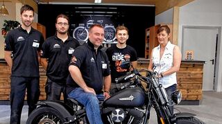 <p>Das Bergsträßer Harley-Team (v.l.): Pascal Eckert, Andy Engraf, Stephan Beringer, Boris Drobinskij und Sigi Schmid.</p>