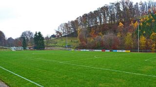 Erfolgreich konnten in diesem Jahr die unzähligen Regenwürmer auf dem Lauterner Sportplatz vertrieben werden. Auf dem Platz spielten die Fußballer der Sportgemeinschaft Lautern bis zur Winterpause.