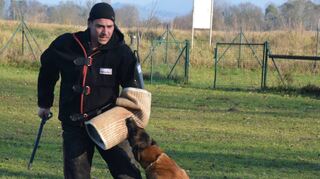 Der Belgische Schäferhund Fake ließ dem als Bösewicht ausstaffierten Helfer bei der Schutzdienstprüfung keine Chance, und sicherte sich und seinem Frauchen Natalie Merget damit die Vereinsmeisterschaft bei den Einhäuser Hundesportlern.
