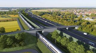 So könnten laut einer Computersimulation der Bahn die A 67 und die Bahntrasse an Einhausen vorbeiführen, sollte es keine Tunnellösung geben. In einer Stellungnahme der Gemeinde zur Umweltverträglichkeitsprüfung des Autobahnausbaus wird gefordert, die sich addierenden Auswirkungen beider Verkehrsprojekt zu beachten.