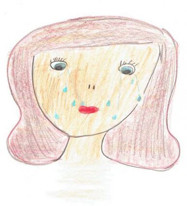 „Weinende Mama“ – eine im Frauenhaus entstandene Kinderzeichnung.