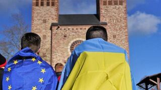 Solidaritätskundgebung für die Ukraine in Bensheim.