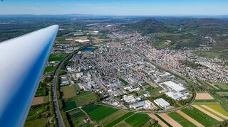 Die größte Stadt an der hessischen Bergstraße aus der Luft gesehen.