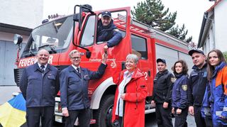 Das Tanklöschfahrzeug der Feuerwehr Auerbach wird in Zukunft von der Berufsfeuerwehr von Khmelnytziy im Südwesten der Ukraine eingesetzt.