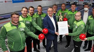 Zum Einzug in die Erste Bundesliga gab es einen feierlichen Empfang für die Lorscher Kegler.