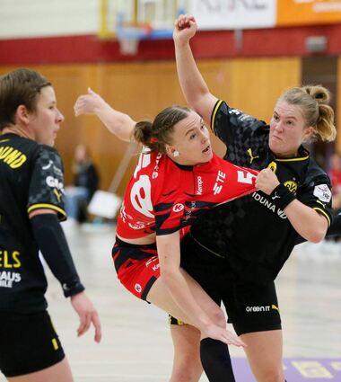 Flames-Spielerin Lilli Holste wird im Bundesliga-Hinspiel gegen die Borussia von einer Dortmunderin hart attackiert.