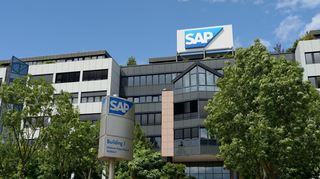 Blick auf ein Firmengebäude am SAP-Stammsitz Walldorf.