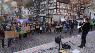 Die Abschlusskundgebung war auf dem Marktplatz.