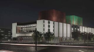 Von außen wird von der Sanierung kaum etwas zu sehen sein: Blick auf das Nationaltheater Mannheim am Goetheplatz, wie es nach der Sanierung 2028 aussehen soll.