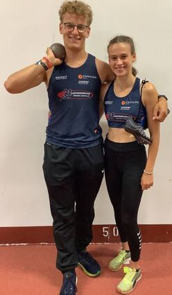Keno Lemke im Kugelstoßen und Lena Sonnabend im Sprint starteten erstmals für den LCO Lorsch bei deutschen Meisterschaften.