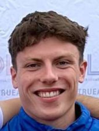 lsp Leichtathletik LG Bensheim bei Deutscher Meisterschaft U20  U18 in Rostock v.l. Pia Pätzel, Trainer Markus Forster, Jonas Helfrich. Bild: Markus Forster