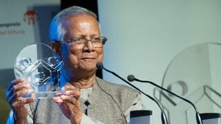 Muhammad Yunus bei der Auszeichnung mit dem Kübel-Preis.