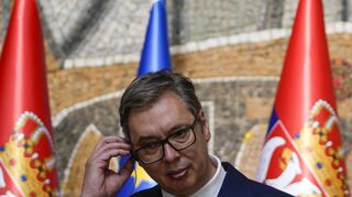 Aleksandar Vucic, Präsident von Serbien, auf einer Pressekonferenz in Belgrad.