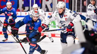 Dennis Reul (Mannheim) gegen Evan Baratt (Nuernberg) beim Spiel in der Penny DEL, Nuernberg Ice Tigers (dunkel) - Adler Mannheim (hell). Foto © PIX-Sportfotos *** Foto ist honorarpflichtig! *** Auf Anfrage in hoeherer Qualitaet/Aufloesung. Belegexemplar erbeten. Veroeffentlichung ausschliesslich fuer journalistisch-publizistische Zwecke. For editorial use only.