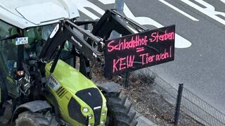 Mit schildern und einem Hupkonzert machten die Landwirte auf ihre Anliegen aufmerksam.
