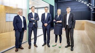 Die Geschäftsführung von Infectopharm: Aldo Ammendola, Michael Gilster, Philipp Zöller, Anna Gilster und Markus Rudolph.