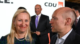 Diana Stolz (CDU), zukünftige hessische Ministerin für Familie, Senioren, Sport, Gesundheit und Pflege, nach der Vorstellung der Regierungsmannschaft.