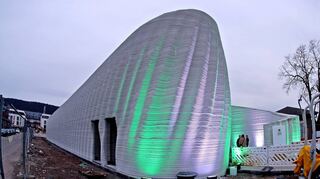 Nein, das ist kein Raumschiff, sondern das 3D-Haus in Heidelberg, das auf dem Campbell-Konversionsgelände entstanden ist.