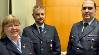 Sascha Ritter ehrte Andrea Mizera und Alexander Wüst. Hubert Hahn (Bild oben) wurde in die Ehrenabteilung verabschiedet.