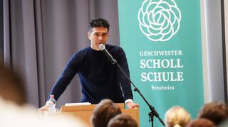 Bensheim, Geschwister-Scholl-Schule, Diskussionsrunde mit Alon Meyer, Präsident Makkabi Deutschland, 22.02.2024; Foto: Thomas Zelinger