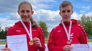 Marie Brand und Lukas Frank holten bei den Baden-Württembergischen Landes-Langstreckenmeisterschaften in ihrer jeweiligen Altersklasse Gold und Bronze.