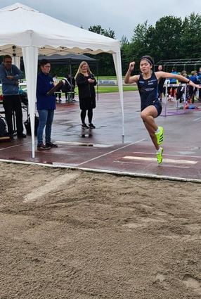Mit 4,31 m sprang Su-Linh Henkes vom LCO Lorsch in der Ak U12 deutlich weiter als der Rest des Feldes.