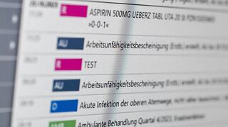 Auf einem Bildschirm ist eine elektronische Patientenakte ePA dargestellt. Hausärzte sind bei der technischen Umsetzung skeptisch.