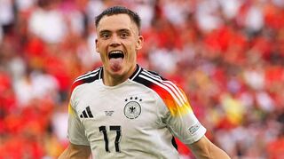 Florian Wirtz, der erst zur Halbzeit eingewechselt wurde, jubelt über seinen Treffer zum 1:1; letztlich schied die DFB-Elf gegen Spanien aber unglücklich bei der EM aus.