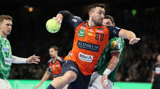 Die Rhein-Neckar-Löwen hatten beim Spiel gegen die Füchse Berlin einen eher schwachen Auftritt: Das Bild zeigt Löwen-Spieler Jannik Kohlbacher.