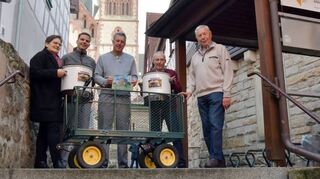 Die frühere Kolpingfamilie löst den Jugendraum auf: Birgitte Manns, Florian Schröder, Manfred Rau, Winfried Michel und Christoph Zahn.