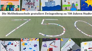 Die Schülerinnen und Schüler der Melibokusschule gestalteten bei einem Kreativprojekt unter anderem eine Jubiläumspostkarte.