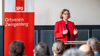Gastrednerin beim Neujahrsempfang der SPD war Staatssekretärin Katrin Hechler, die aus Zwingenberg stammt.