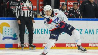 Mannheimer Blitzstart: Leon Gawanke zieht ab und bringt die Adler beim Sieg in Köln schon nach sieben Sekunden in Führung.