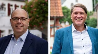 Stefan Juchems und Sebastian Clever sind die Kandidaten für die Bürgermeisterwahl 2025 in Zwingenberg.
