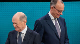 Kontrahenten: Bundeskanzler Olaf Scholz (SPD) und sein Herausforderer Friedrich Merz (CDU).