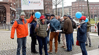 Keinen großen Andrang hatte die Protestkundgebung der Bürgerinitiative „Mannheim gibt Gas“ gegen die Ausstiegspläne der MVV.