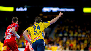 Handball-Profi Patrick Groetzki plant nach dem Ende seiner aktiven Karriere einen Wechsel ins Management ,Jubel von Patrick Groetzki (24, Rhein-Neckar Löwen)