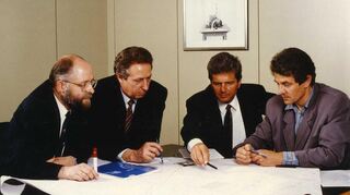 Die SAP-Gründer 1988 (v.l.): Klaus Tschira, Hans-Werner Hector, Dietmar Hopp und Hasso Plattner.