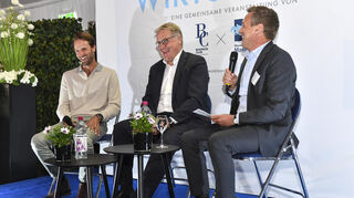Das Podium von „Sport trifft Wirtschaft“: Springreiter Christian Kukuk (v.l.), Fuchs-Konzernchef Stefan Fuchs und „MM“-Chefredakteur Karsten Kammholz.