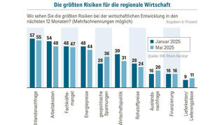 Die größten wirtschaftlichen Risiken aus Sicht der Wirtschaft.