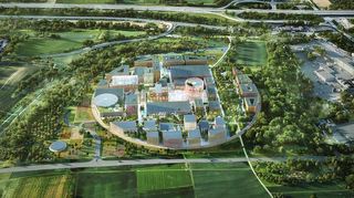 So wie auf diesem Modell soll der KI-Innovationspark in Heilbronn eines Tages aussehen.