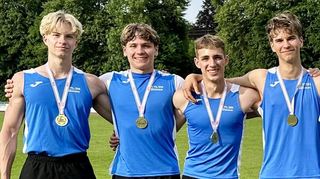 Die Bensheimer U18-Sprintstaffel mit (v. li.) Jonas Köber, Johannes Bitsch, Nick Schrettlinger und Maksymilian Hnatczuk sorgt für einen Glanzpunkt.