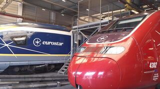 Eurostar-Züge in der TGV-Werkstatt der SNCB in Forest. Nagels dpa