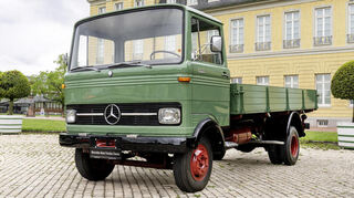 Mercedes-Benz LP 608 mit der Fahrgestellnummer 71, einer der ersten Lkw, die im Werk Wörth gefertigt wurden und heute Teil der Sammlung von Mercedes-Benz Trucks Classic.